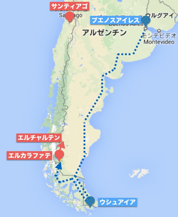 ヒッチハイク地図chalten